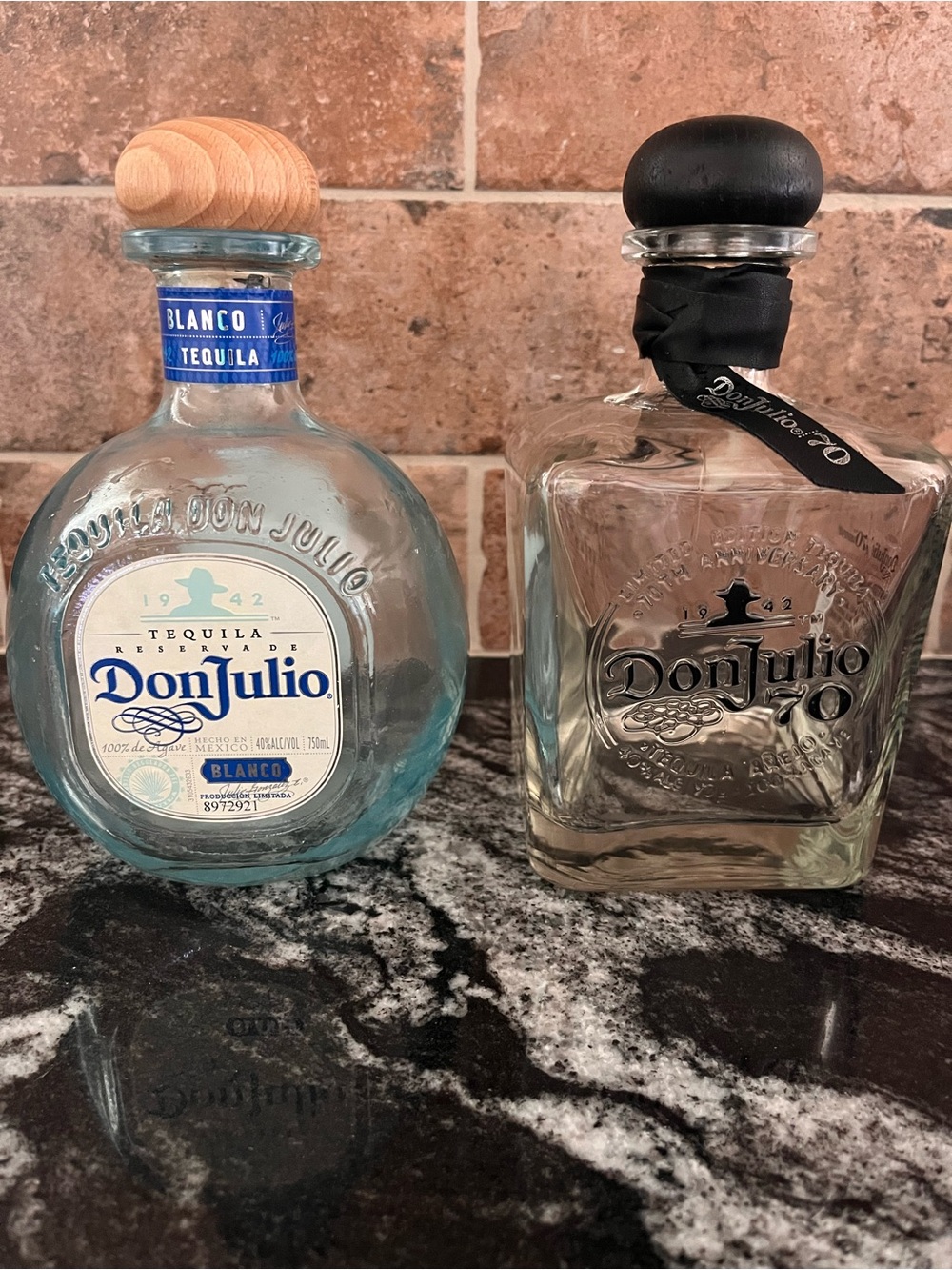 Don Julio Tequila Blanco Glass Bottle Set - Clear and Light Blue